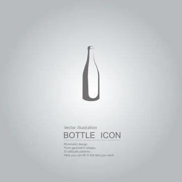 Vector drawn wine bottle icon. The background is a gray gradient. Stock Illustration