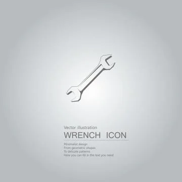 Vector drawn wrench icon. The background is a gray gradient. Stock Illustration