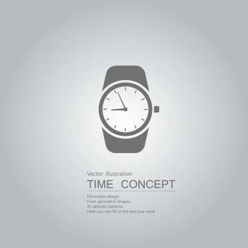 Vector drawn wrist watch. Isolated on grey background. Stock Illustration