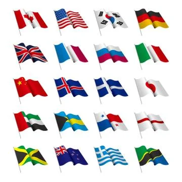 Vector drawning national flag set. Stock Illustration