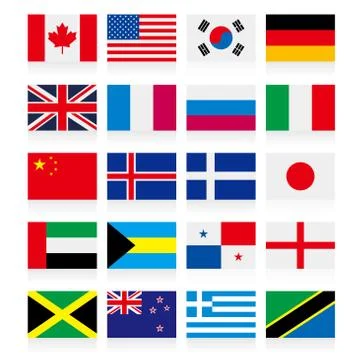 Vector drawning national flag set. Stock Illustration