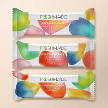 Vector Dried Fruit or Oatmeal Protein Energy Bar Packet Packaging Stock Illustration