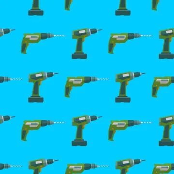 Vector drill screwdriver seamless pattern. Illustrazione stock
