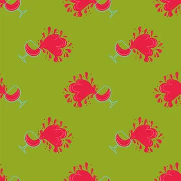 Vector drink seamless pattern. Cocktail and glasses seamless texture. Wine .. Stock Illustration