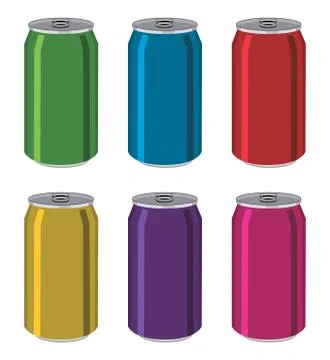 Vector drink tin cans, aluminum colorful containers Illustrazione stock