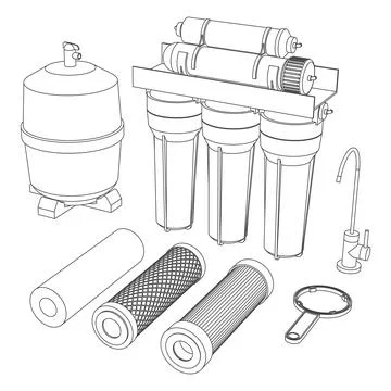 Vector drink water filter, reverse osmosis home system Stock Illustration