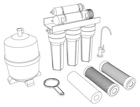 Vector drink water filter, reverse osmosis home system Stock Illustration