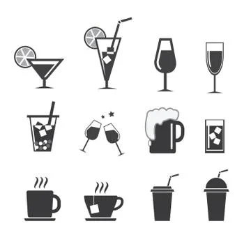 Vector drinks  icons set Stock Illustration