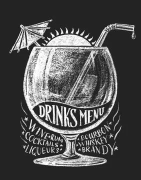 Vector drinks menu on blackboard Stock Illustration