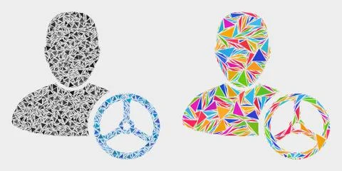 Vector Driver Man Mosaic Icon of Triangle Elements Illustrazione stock