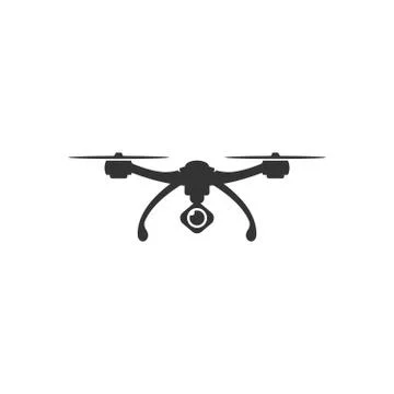 Vector drone icon with camera. Quadrocopter isolated on white background. Stockillustratie