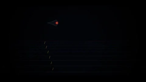 Vector Drone Laser Bombardment and Orange Energy Horizon Loop Stock Footage 345254312