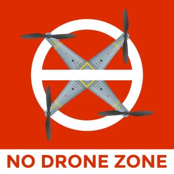 Vector drone prohibited sign illustration. Stock Illustration