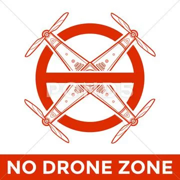 Vector drone prohibited sign illustration. Stock Illustration