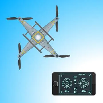 Vector drone remote application illustration. Stock Illustration