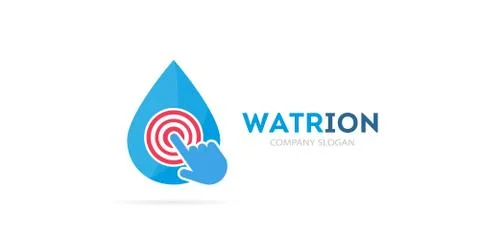 Vector drop and click logo combination. Aqua and cursor symbol or icon. Unique Illustrazione stock