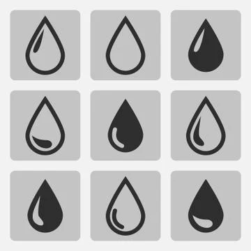 Vector drop  black icons Stock Illustration