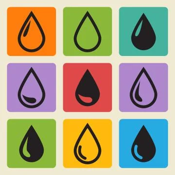 Vector drop  black icons Stock Illustration