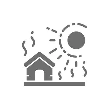 Vector drought, natural disaster, catastrophe grey icon. Illustrazione stock