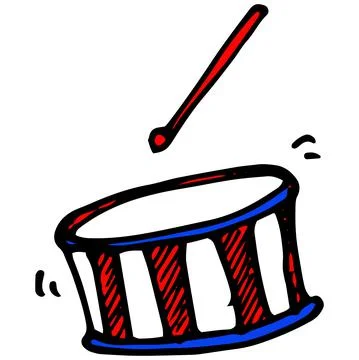 Vector drum in a color pattern with drumsticks. isolated musical equipment for Stock Illustration