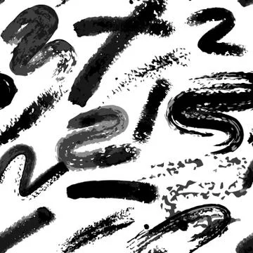 Vector Dry Brush Twirl Pattern Black on White Illustrazione stock