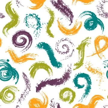 Vector Dry Brush Twirl Pattern Colorful on White Illustrazione stock
