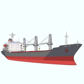 Vector dry cargo ship. Stock Illustration