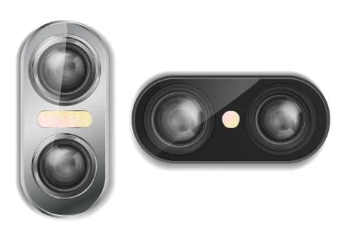 Vector dual camera for smartphone with flash Stock Illustration