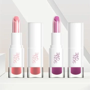 Vector Dual Layers Core Lipstick with White Tube and Transparent Base Packaging イラスト素材