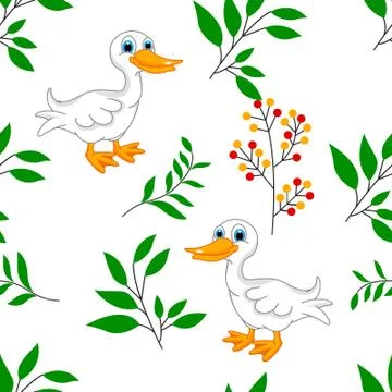 Vector duck and leaf patter for paper and fabric Illustrazione stock
