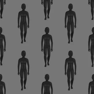 Vector dummy mannequin model poses male seamless pattern background female Stock Illustration