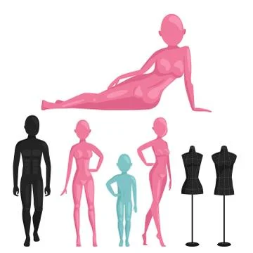 Vector dummy mannequin model poses male and female beautiful attractive Illustrazione stock