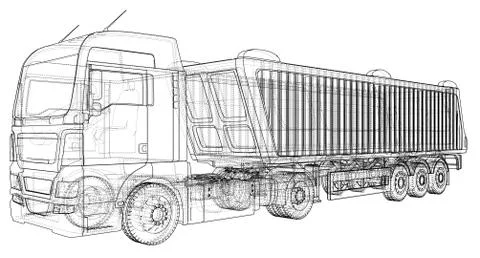 Vector dump truck. Tipper lorry on transparent background. racing illustration Illustrazione stock