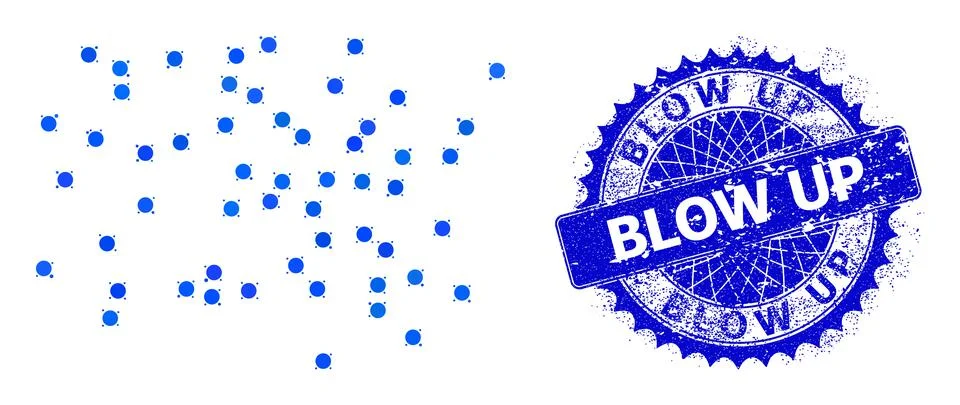 Vector Dust Particles Collage of Small Circles with Textured Blow Up Seal Ilustração Stock