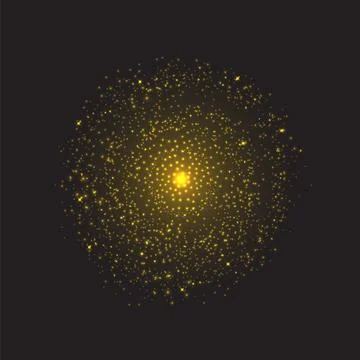 Vector dust sparks and yellow sky stars. Flash shine with special light. Golden Stock Illustration