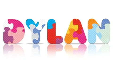 Vector dylan written with alphabet puzzle Stock Illustration