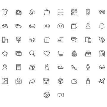 Vector of E-Commerce Icon Set. Perfect for user interface, new application. Stock Illustration