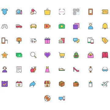 Vector of E-Commerce Icon Set. Perfect for user interface, new application. Stock Illustration