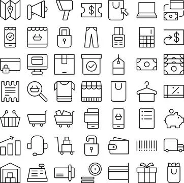 Vector of E-Commerce Icon Set. Perfect for user interface, new application. Stock Illustration