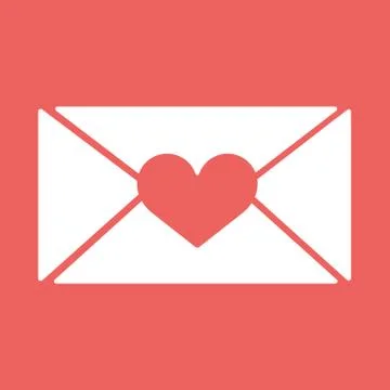 Vector e-mail, envelop icons with heart wax press.For Valentine Day Stock Illustration