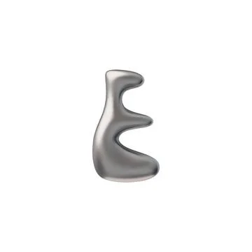 Vector E stands in 3D, rendered with a chrome appearance and a reflective silver Stock Illustration