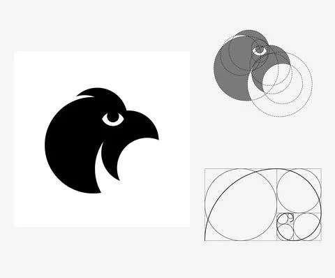 Vector eagle in golden ratio style. Editable illustration Stock Illustration