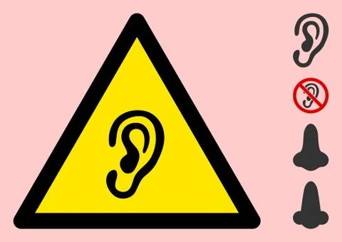 Vector Ear Warning Triangle Sign Icon イラスト素材