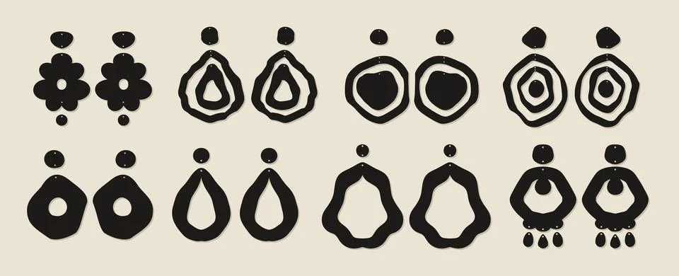 Vector Earrings Templates big set of Boho hand drawn various shapes Stock Illustration