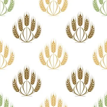 Vector Ears of wheat and grains seamless pattern illustration Stock Illustration
