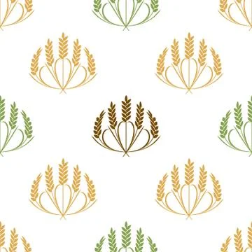 Vector Ears of wheat and grains seamless pattern illustration 스톡 일러스트
