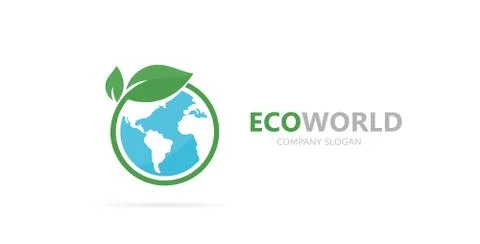 Vector of a earth and leaf logo combination. Planet and eco symbol or icon Stock Illustration