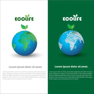 Vector of a earth and leaf logo combination. Planet and eco symbol or icon. U Illustrazione stock