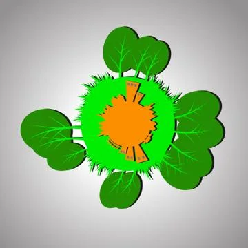 Vector : Earth and tree building house Stock Illustration