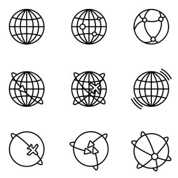 Vector Earth Global Communication icons set. Stock Illustration